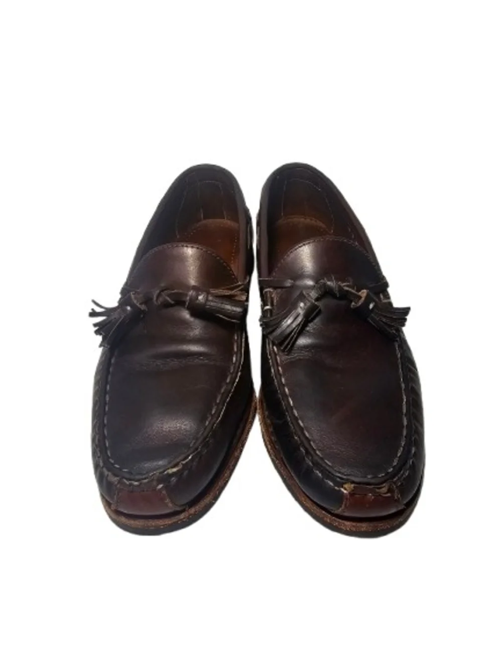 Vtg Allen Edmonds Kingsfield brown Leather slip-on loafers tassels Mens 8D Shoes